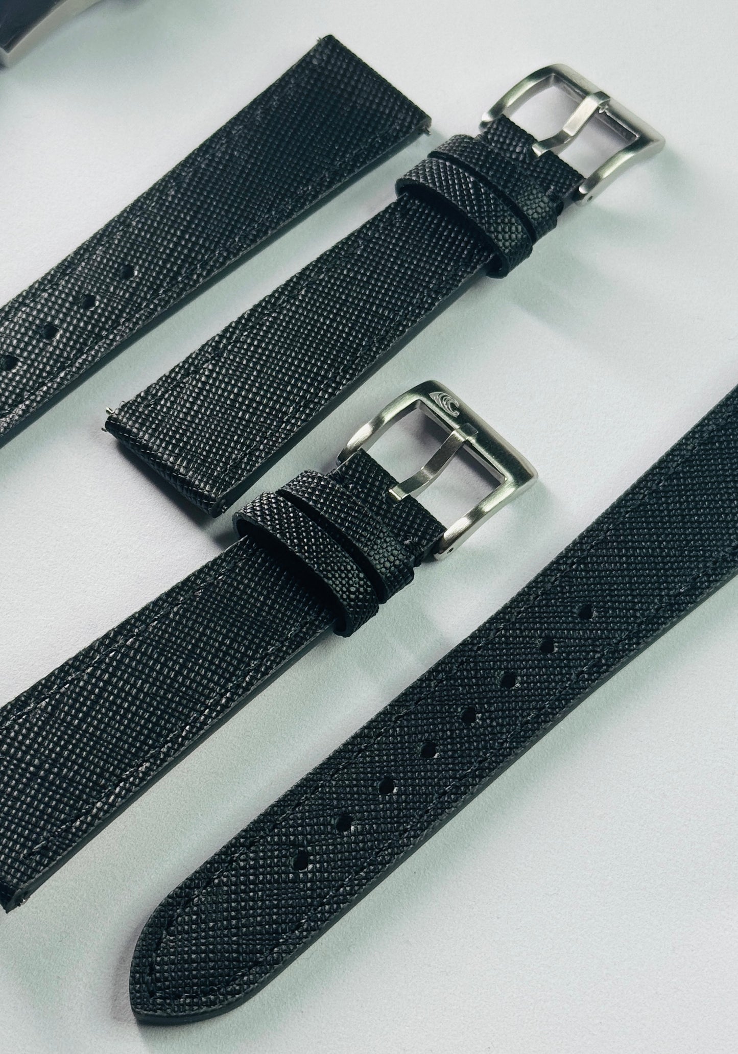Top Grain Leather Strap – 20mm, Black with Logo Buckle