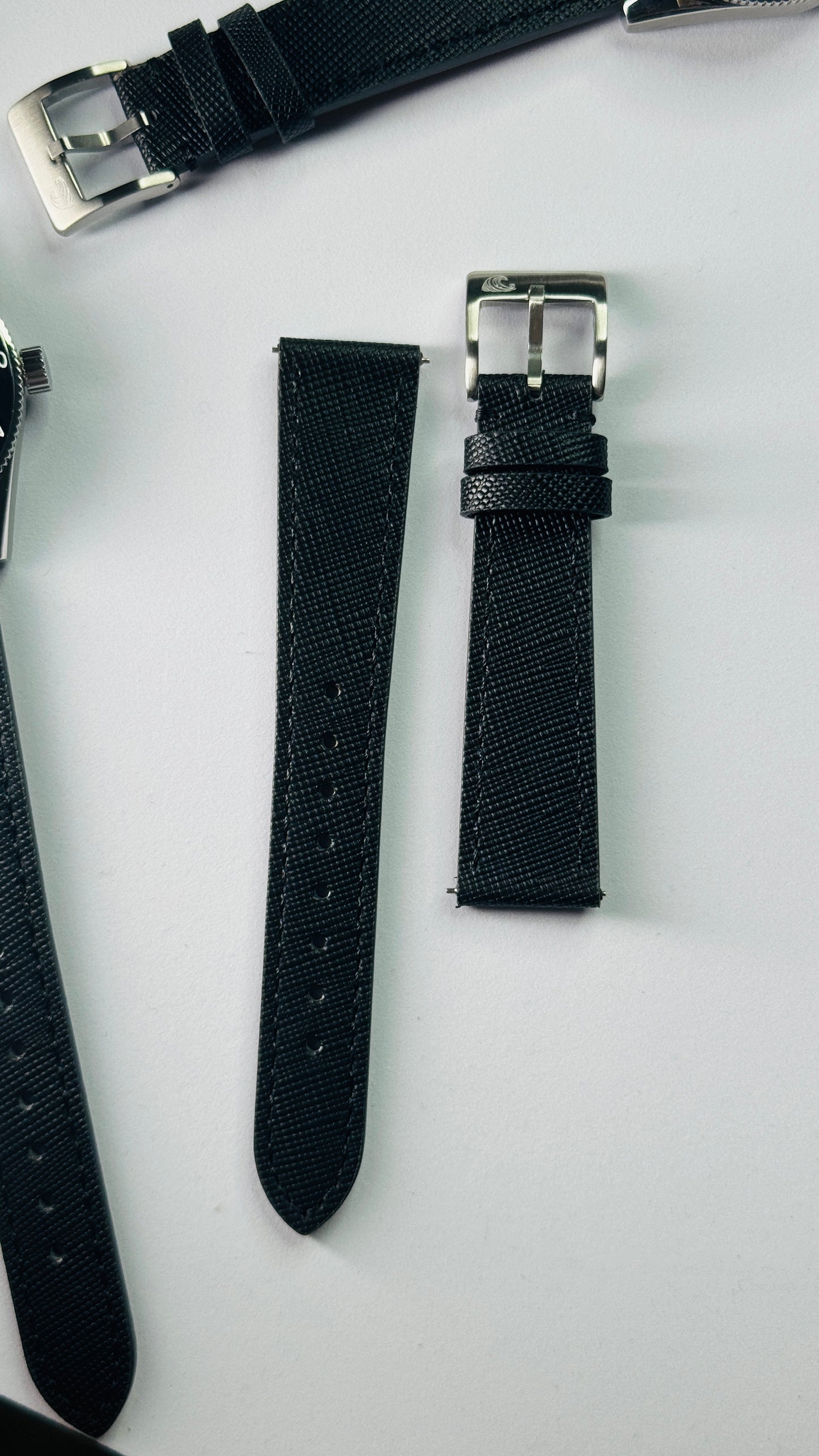 Top Grain Leather Strap – 20mm, Black with Logo Buckle