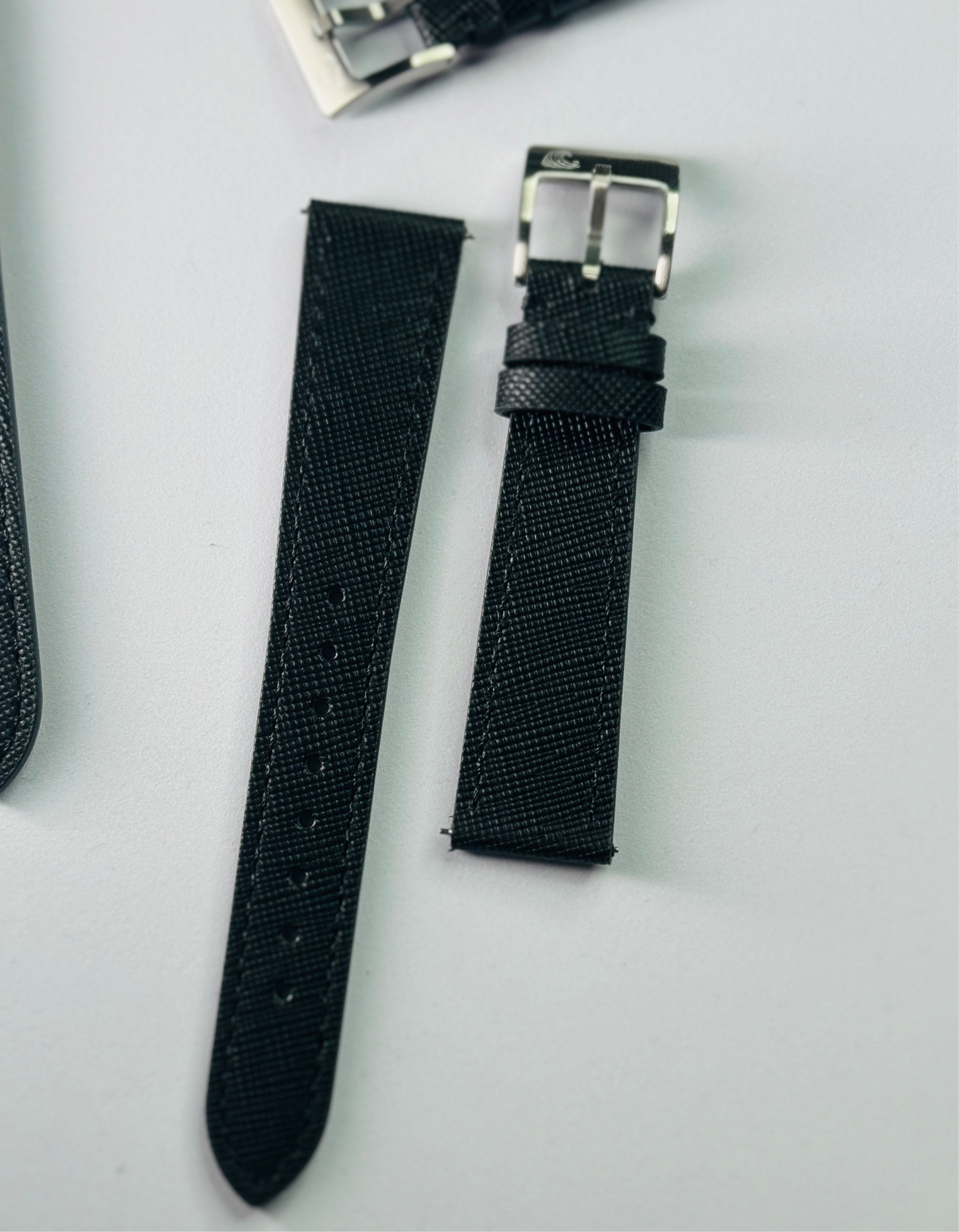 Top Grain Leather Strap – 20mm, Black with Logo Buckle
