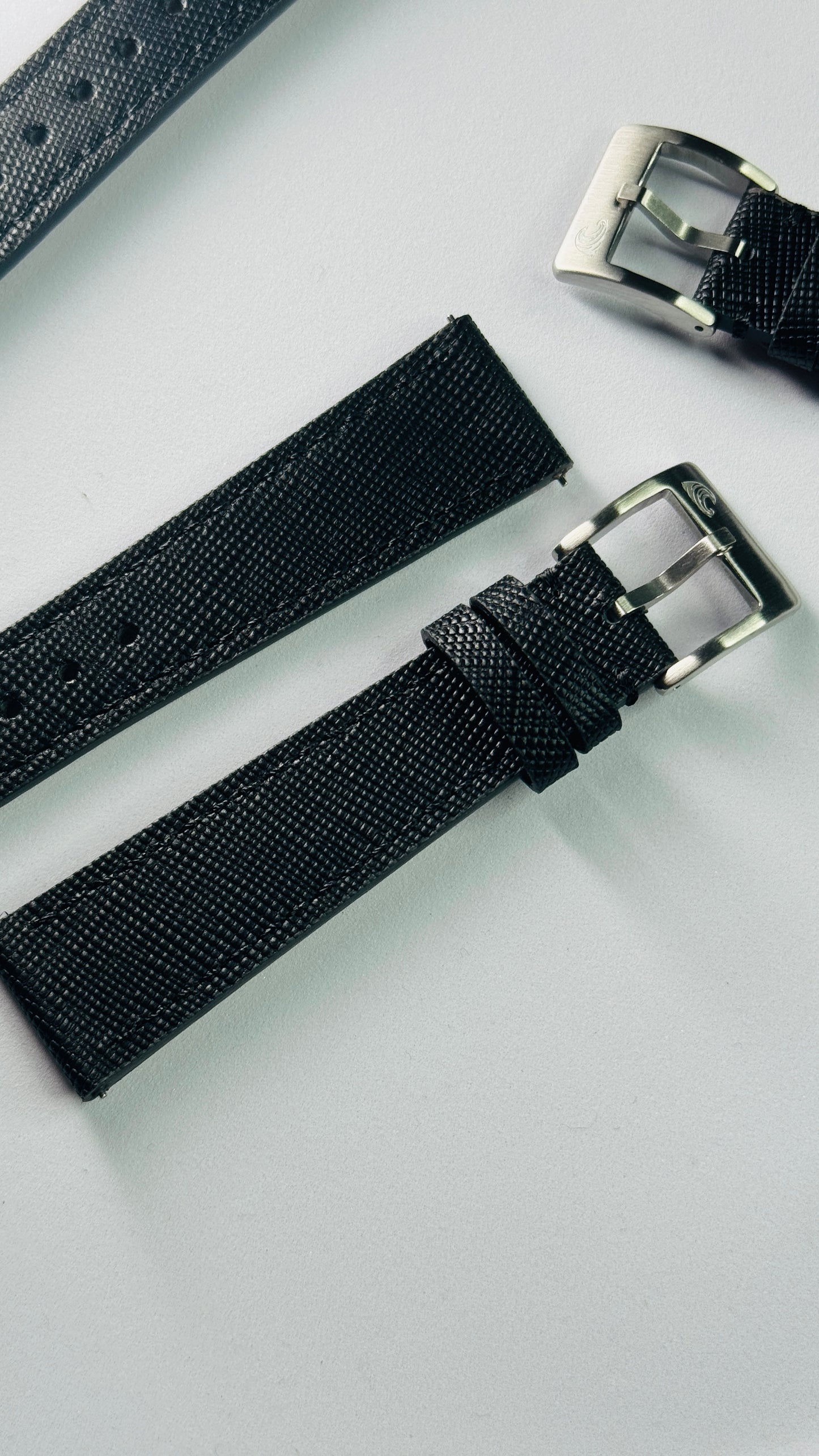 Top Grain Leather Strap – 20mm, Black with Logo Buckle