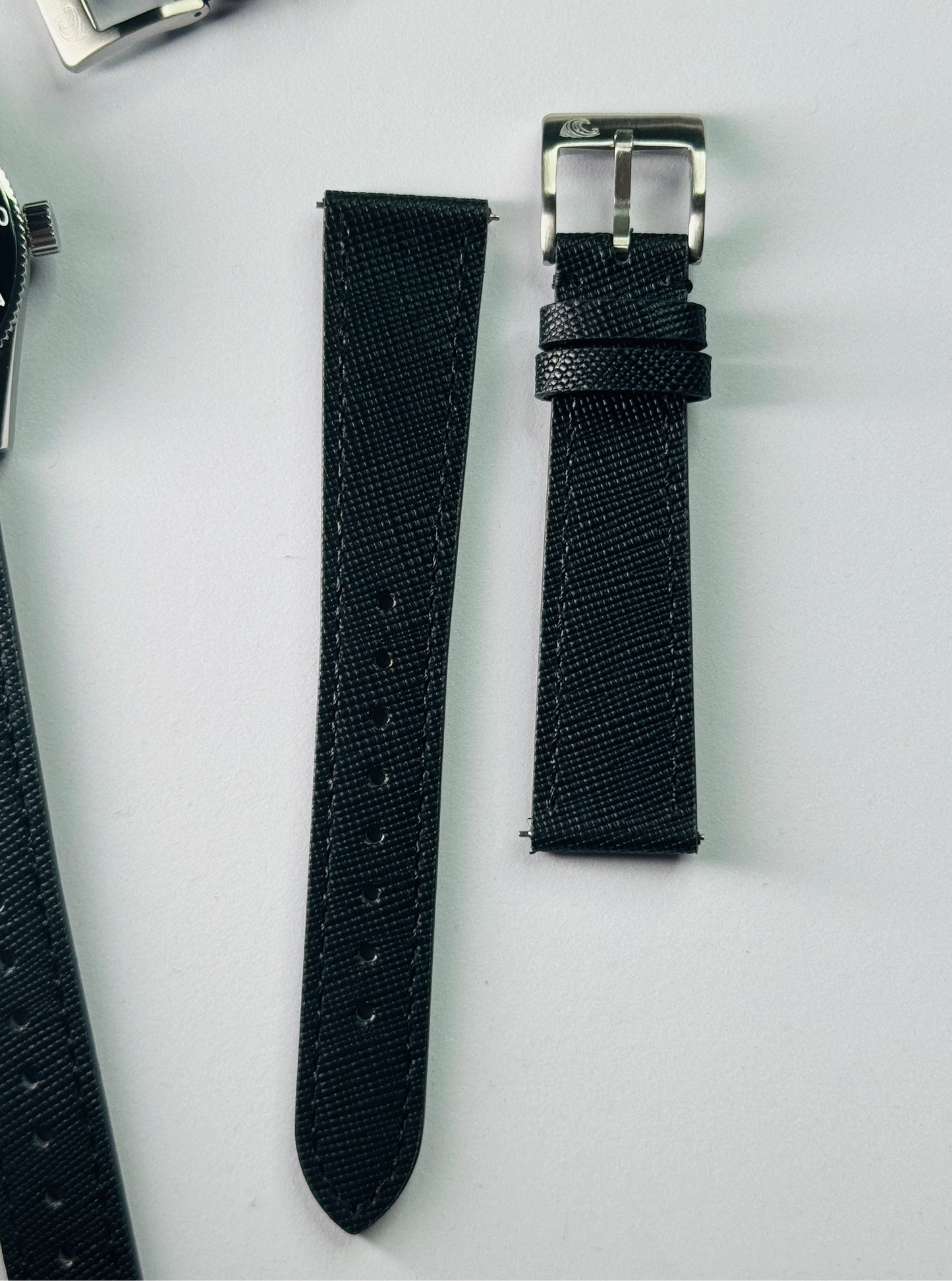 Top Grain Leather Strap – 20mm, Black with Logo Buckle
