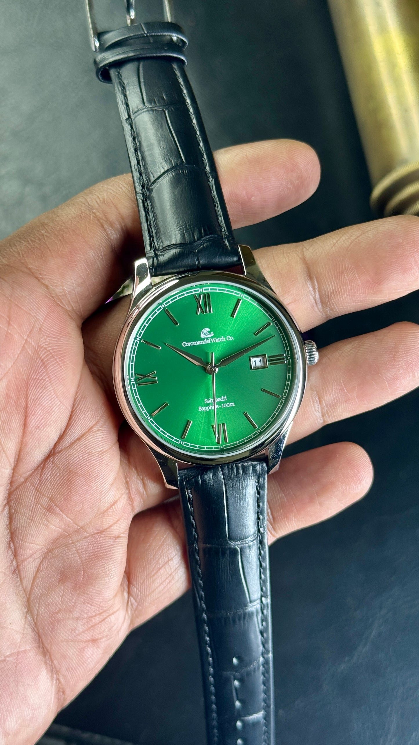 Varnam Collection - Sahyaadri – Sunburst Emerald Green Dial by Coromandel Watch Co
