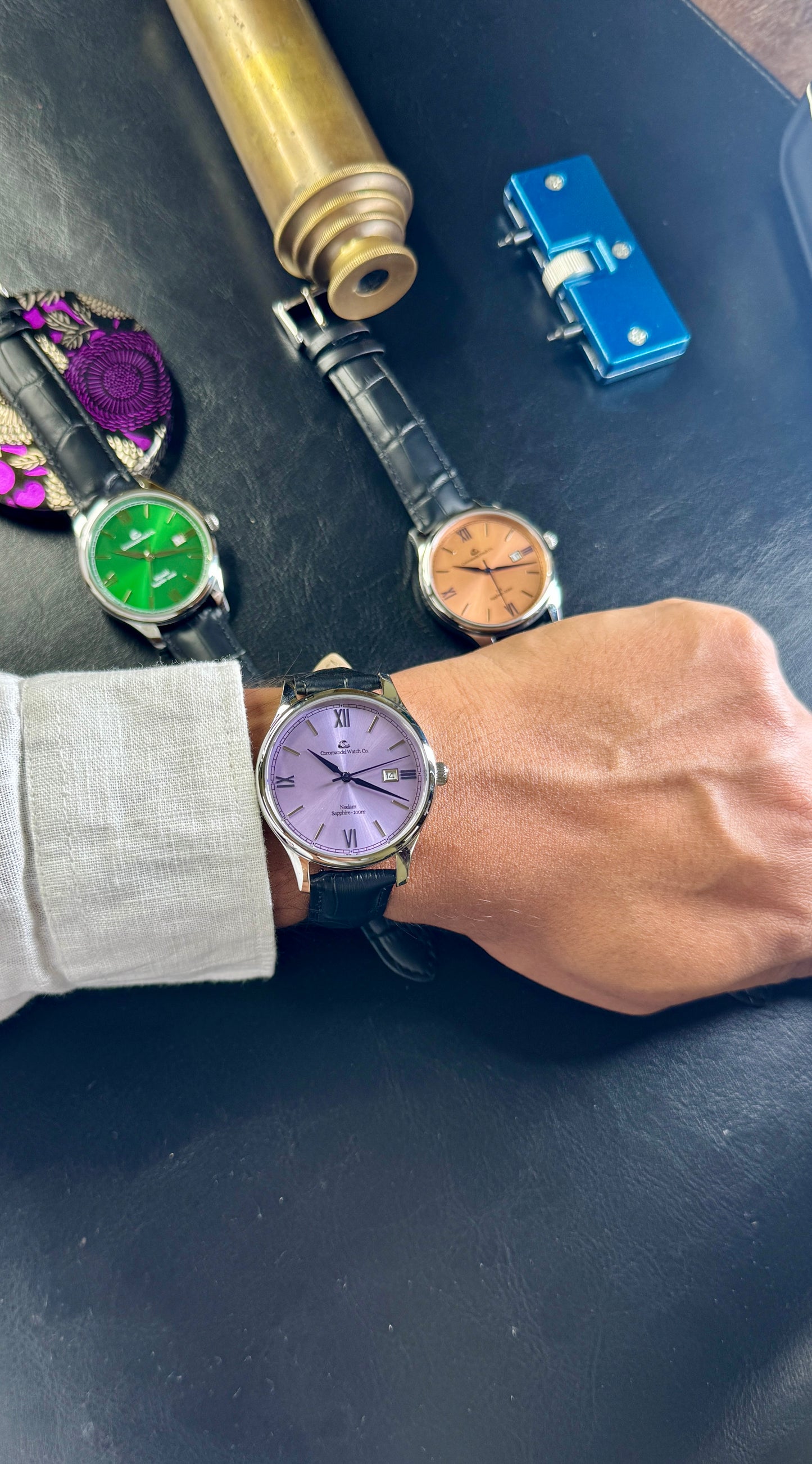 Varnam Collection - Neelam - Sunburst Purple Dial by Coromandel Watch Co