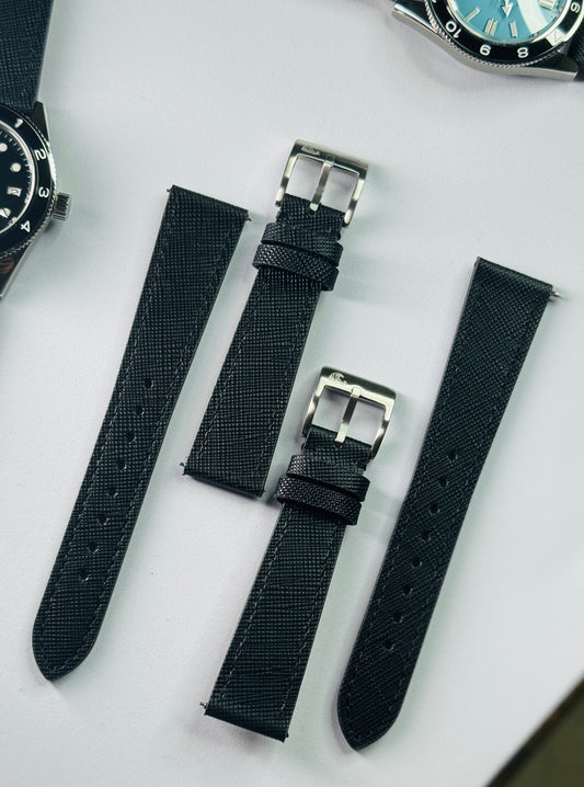 Top Grain Leather Strap – 20mm, Black with Logo Buckle