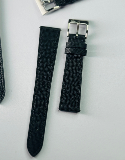 Top Grain Leather Strap – 20mm, Black with Logo Buckle