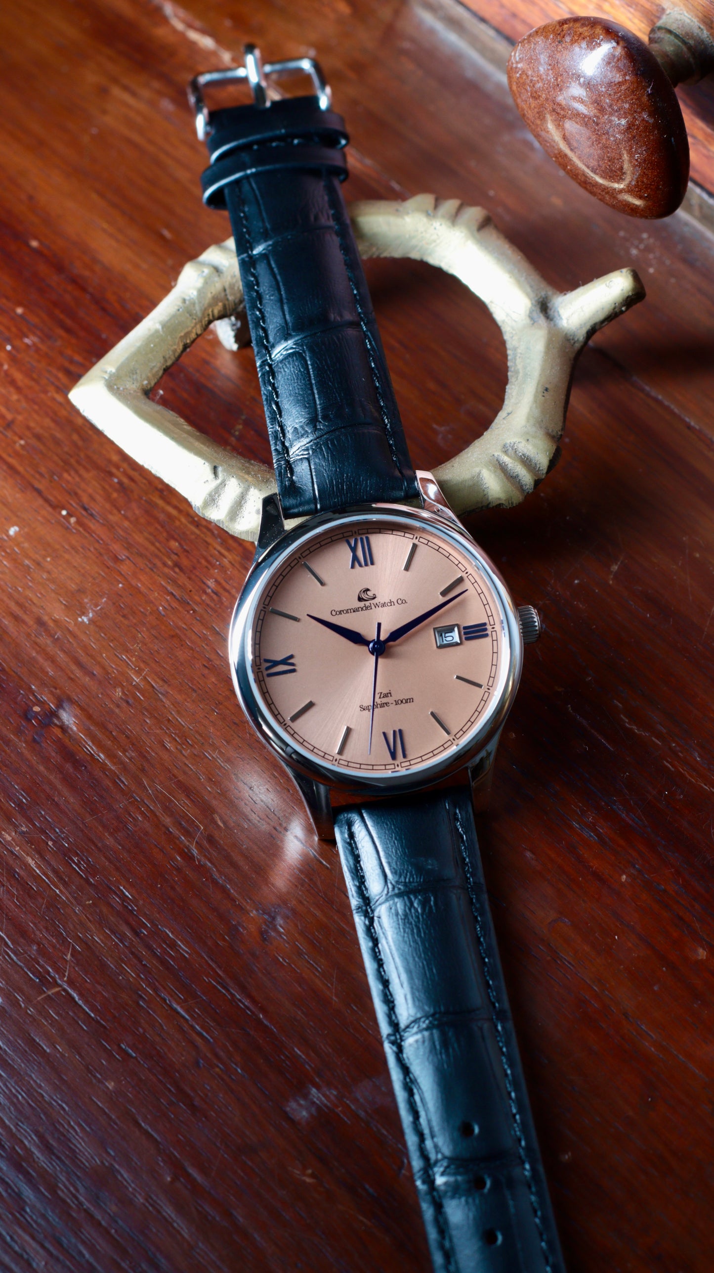Varnam Collection - Zari – Sunburst Salmon Dial by Coromandel Watch CO
