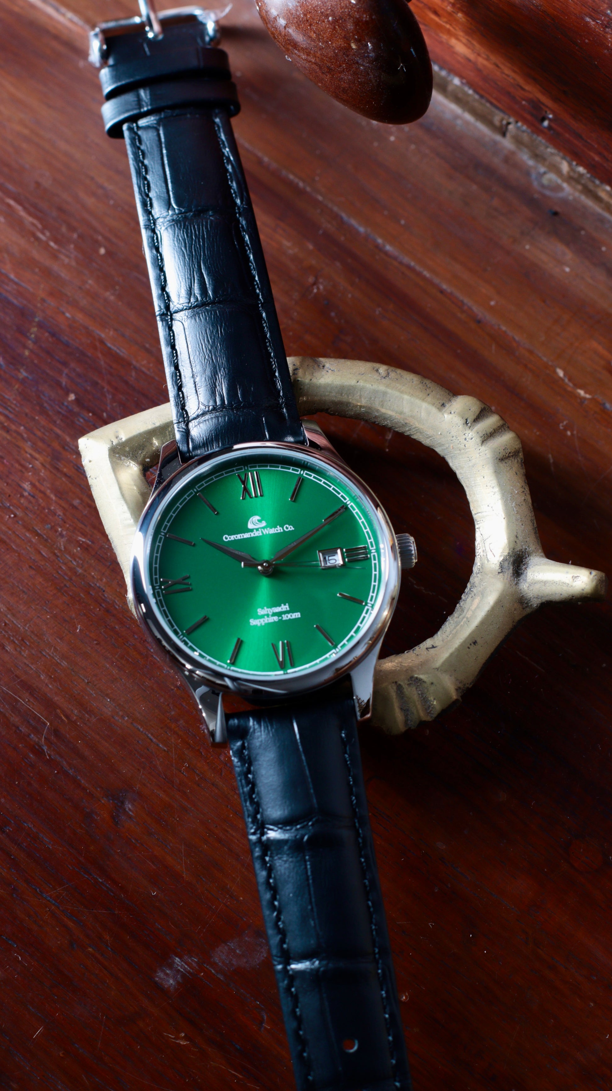 Varnam Collection - Sahyaadri Sunburst Emerald Green Dial by Coroman Coromandel Watch Co. Varnam Collection - Sahyaadri Sunburst Emerald Green Dial by Coroman Coromandel Watch Co.