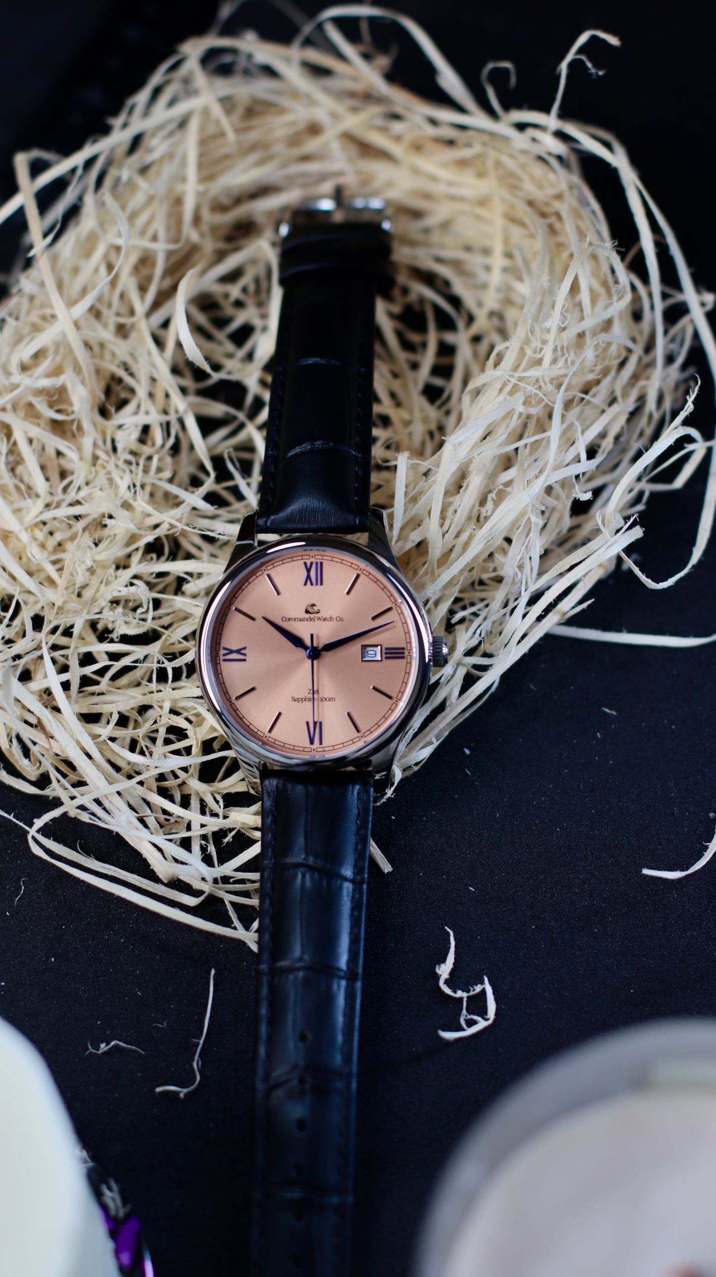 Varnam Collection - Zari – Sunburst Salmon Dial by Coromandel Watch Co